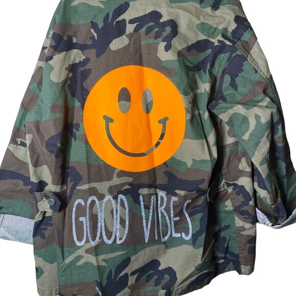 HipChik Couture Good Vibes Vintage Army Jacket Sz XL - Picture 7 of 7